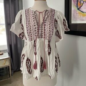 Knox Rose White and Purple Embroidered Blouse